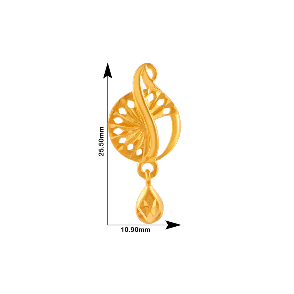 22KT (916) Yellow Gold Stud Earrings For Women - Image 4