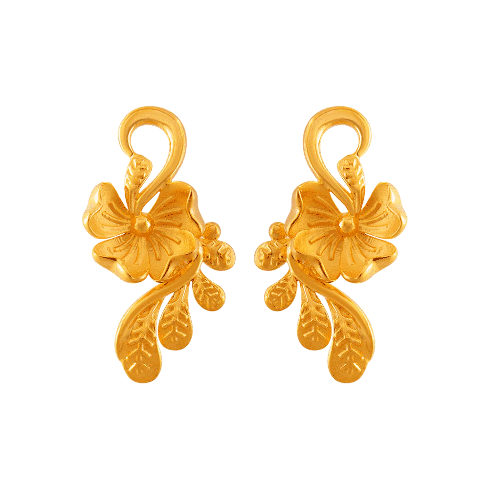 22KT (916) Yellow Gold Stud Earrings For Women