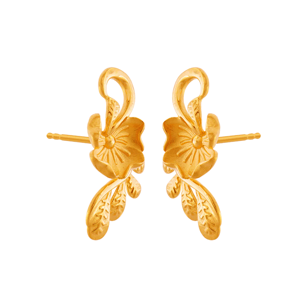 22KT (916) Yellow Gold Stud Earrings For Women - Image 3