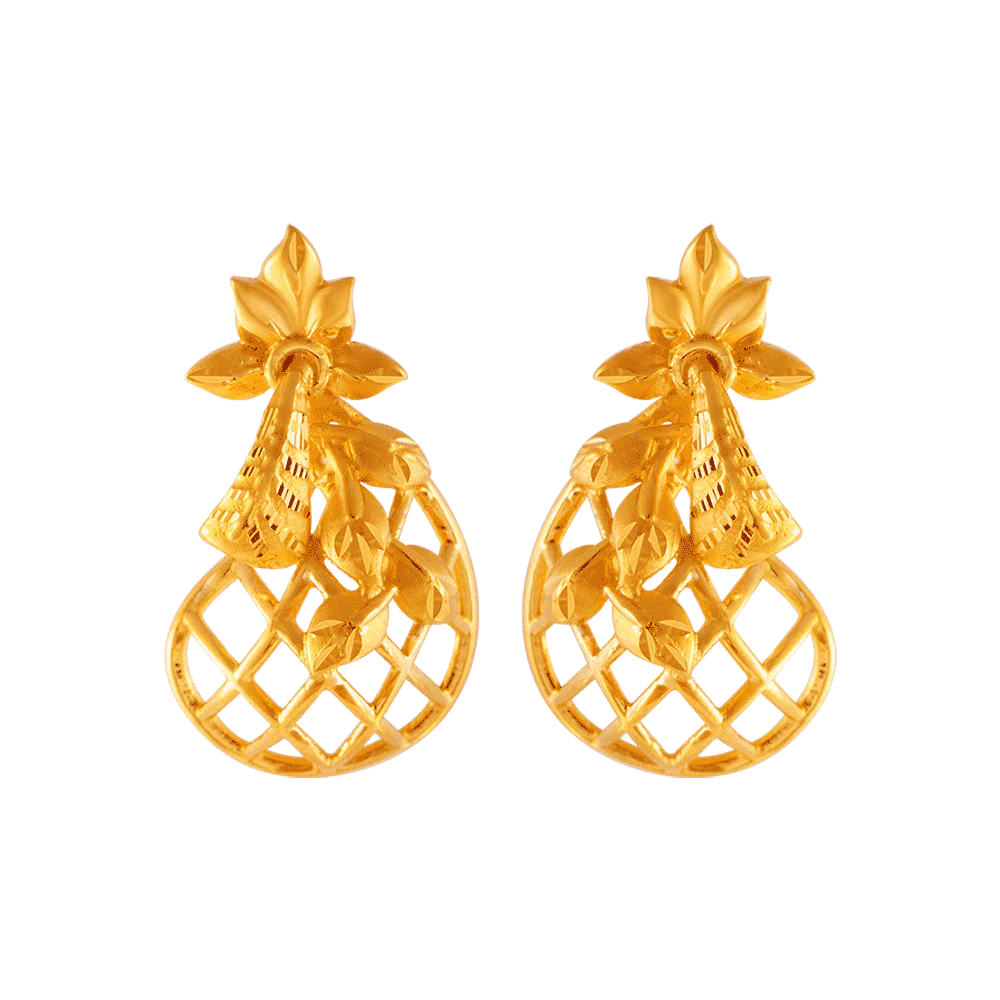 22KT (916) Yellow Gold Stud Earrings For Women