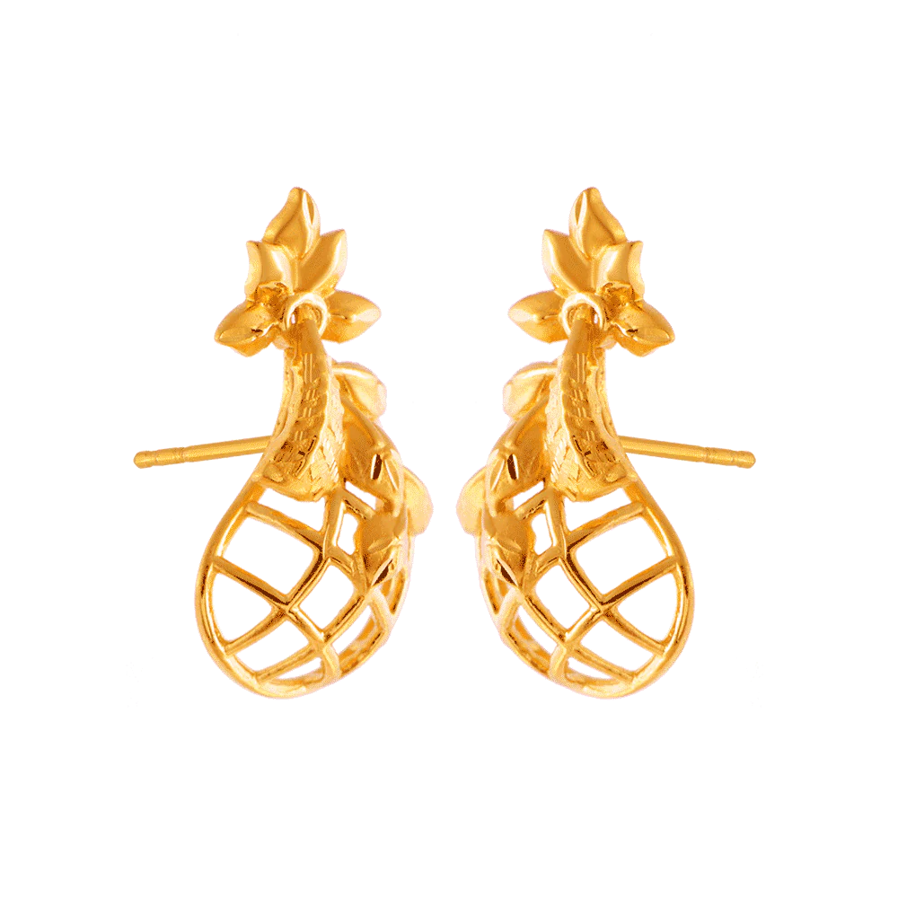 22KT (916) Yellow Gold Stud Earrings For Women - Image 3