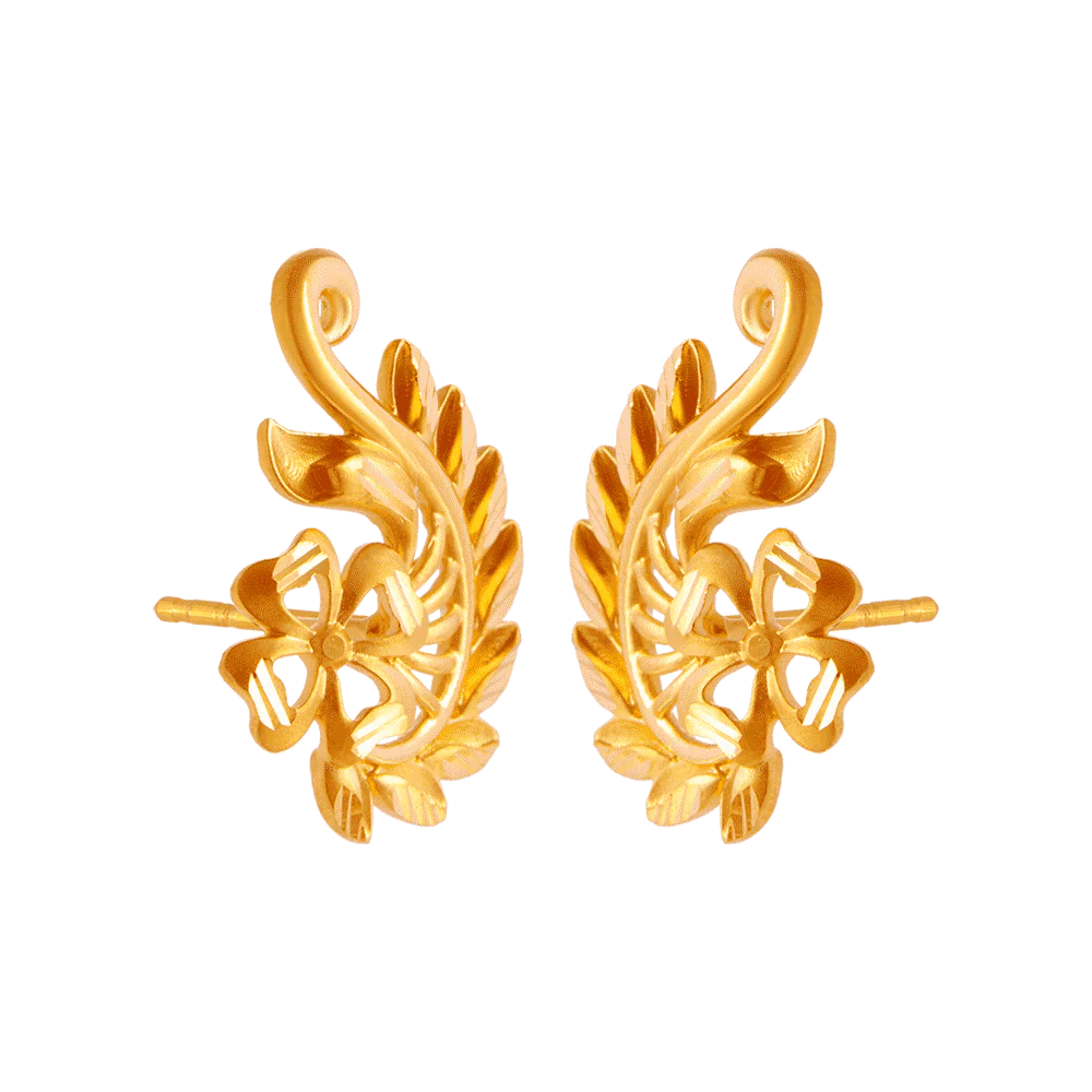 22KT (916) Yellow Gold Stud Earrings For Women - Image 3
