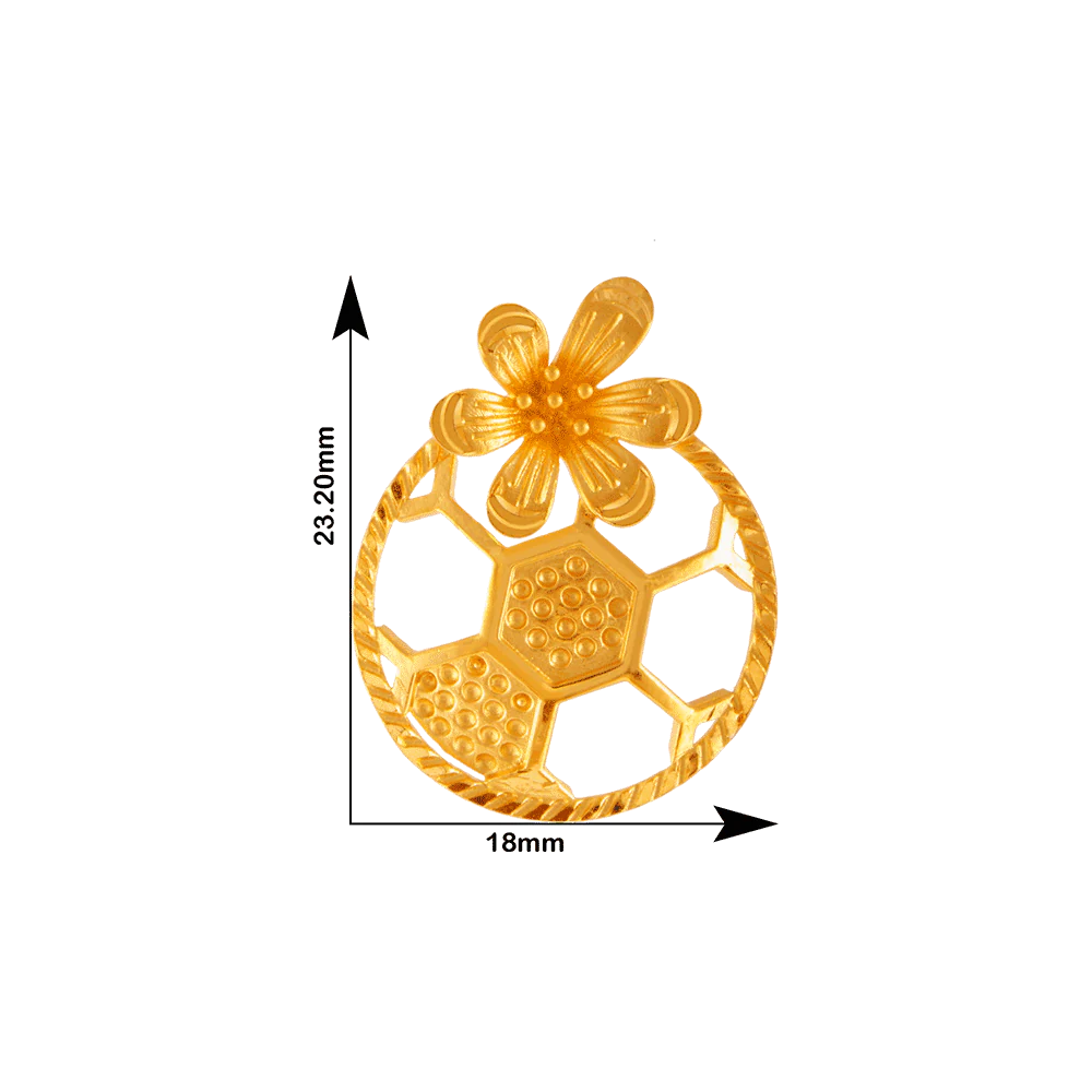 22KT (916) Yellow Gold Stud Earrings For Women - Image 4