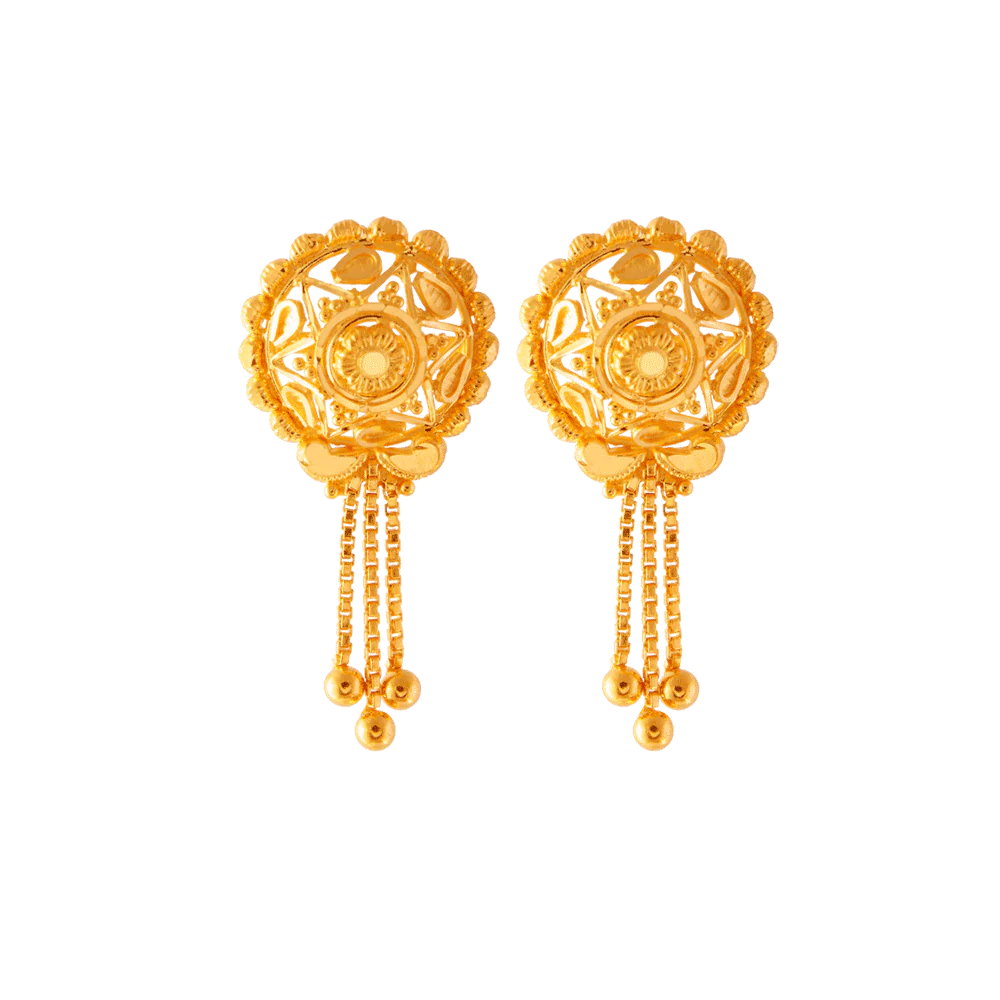 22KT (916) Yellow Gold Stud Earrings For Women