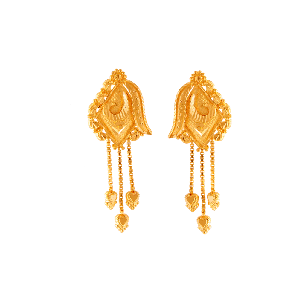 22KT (916) Yellow Gold Stud Earrings For Women