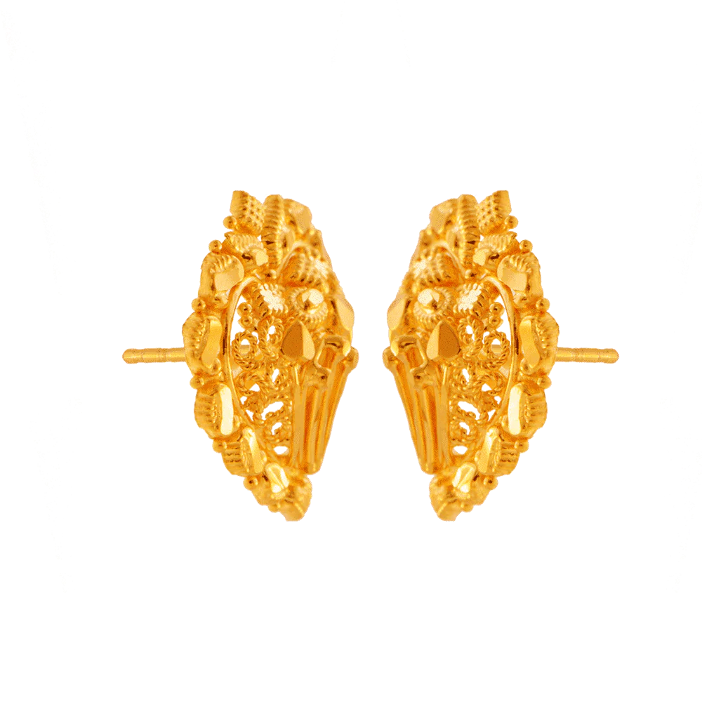 22KT (916) Yellow Gold Stud Earrings For Women - Image 3