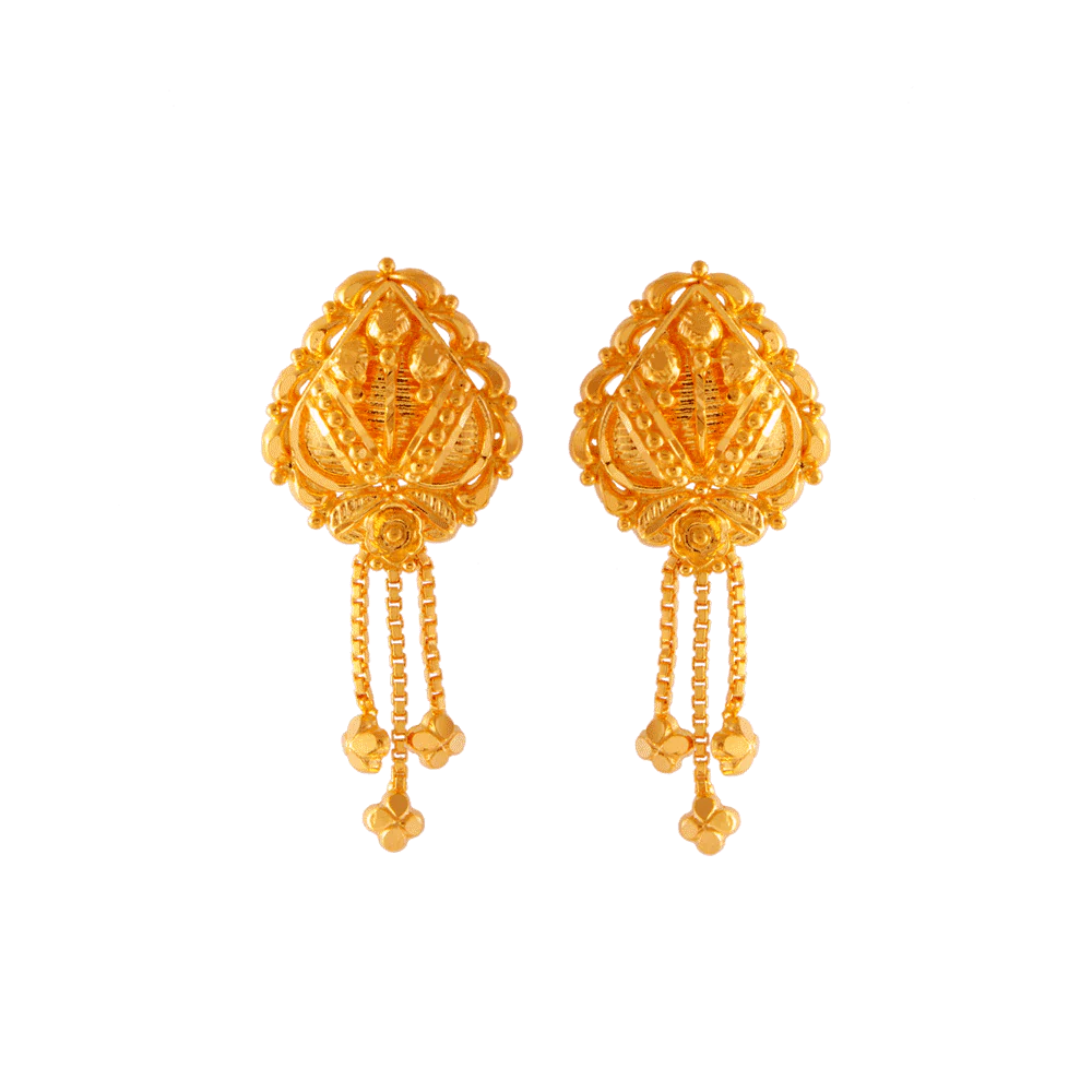 22KT (916) Yellow Gold Stud Earrings For Women