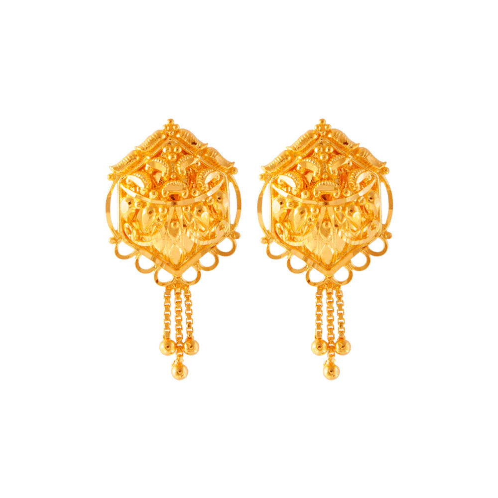 22KT (916) Yellow Gold Stud Earrings For Women