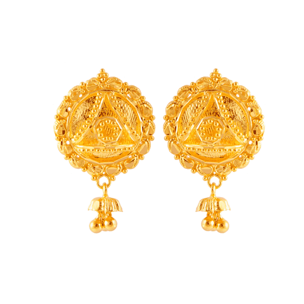 22KT (916) Yellow Gold Stud Earrings For Women