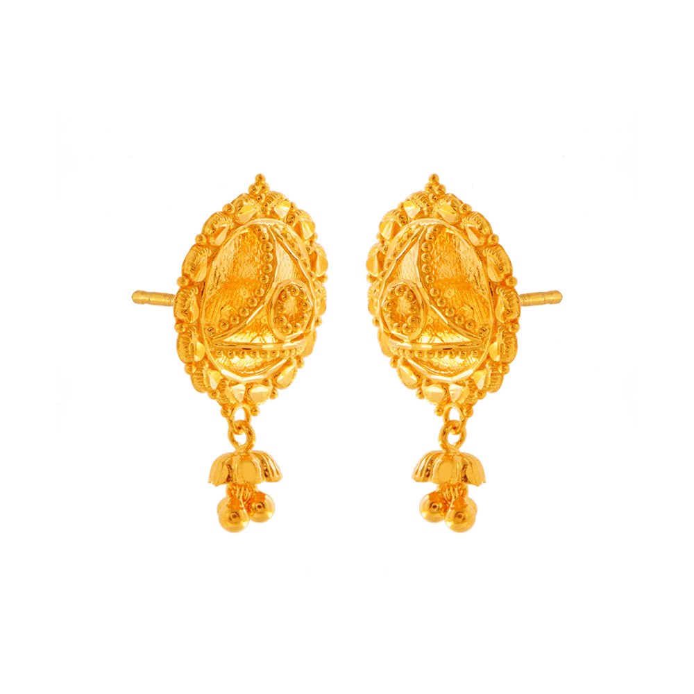 22KT (916) Yellow Gold Stud Earrings For Women - Image 3