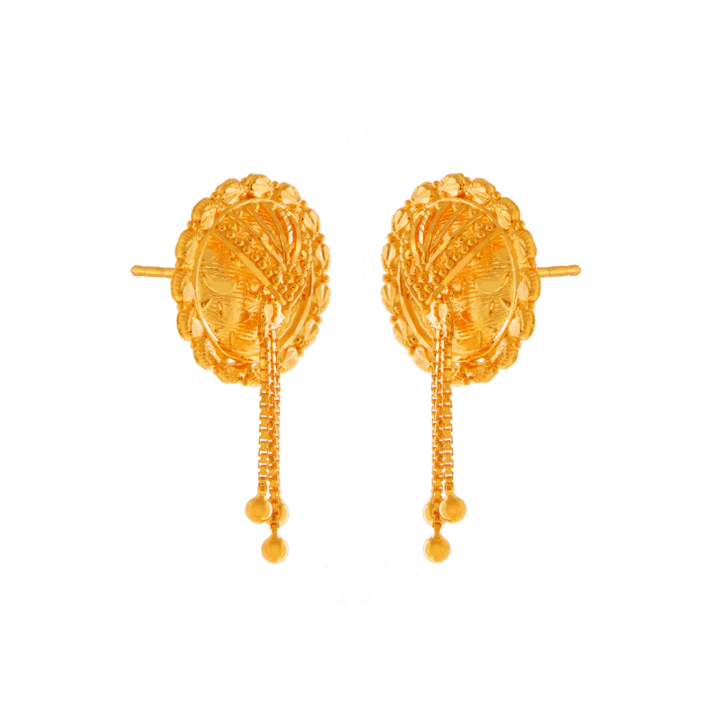 22KT (916) Yellow Gold Stud Earrings For Women - Image 3