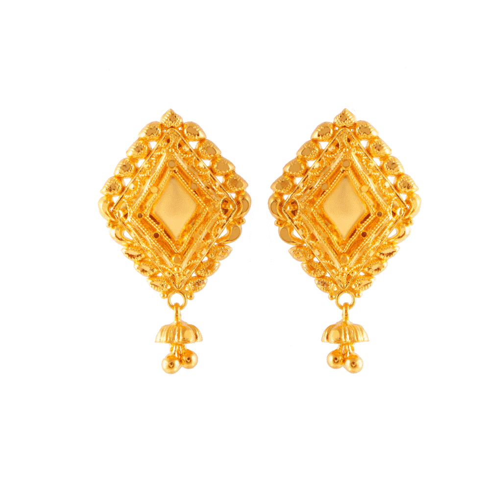 22KT (916) Yellow Gold Stud Earrings For Women
