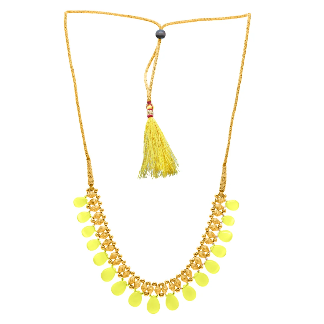 22KT (916) Yellow Gold Teardrop Design Thusi Necklace - Image 2