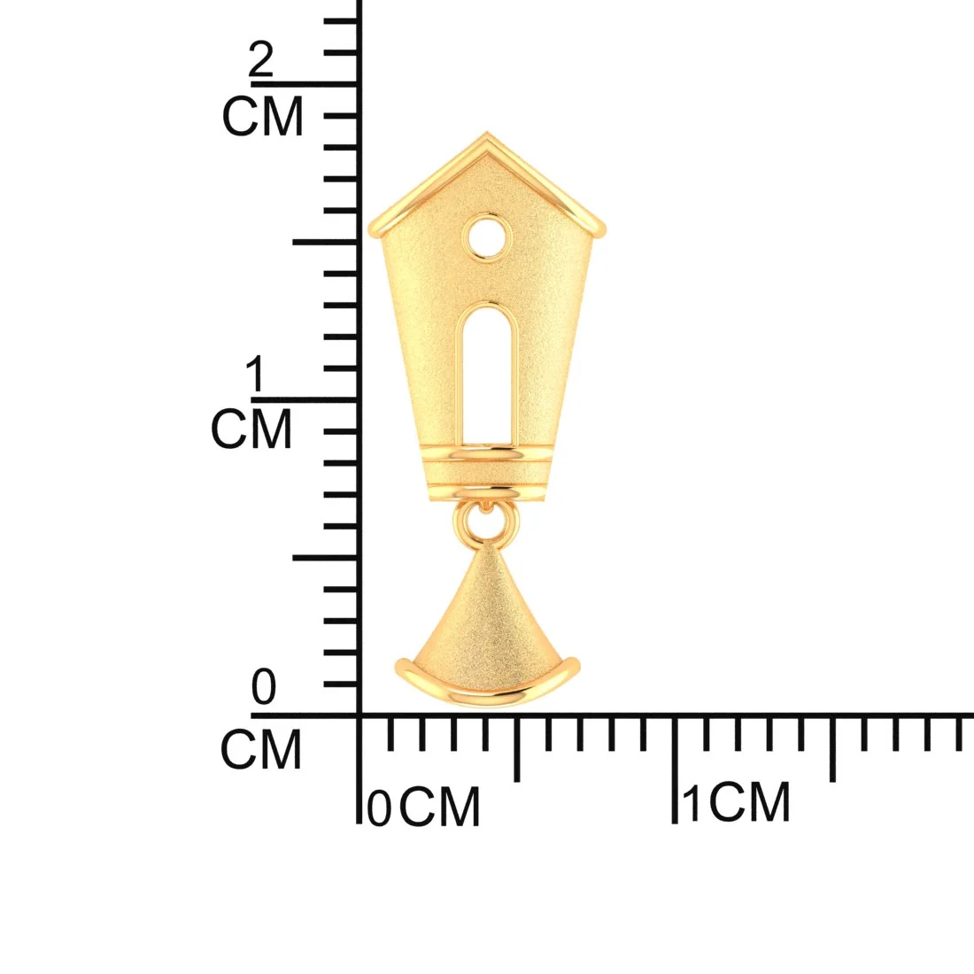 22KT (916) Yellow Gold Temple Design Drop Earrings With Cone Charm - Image 6