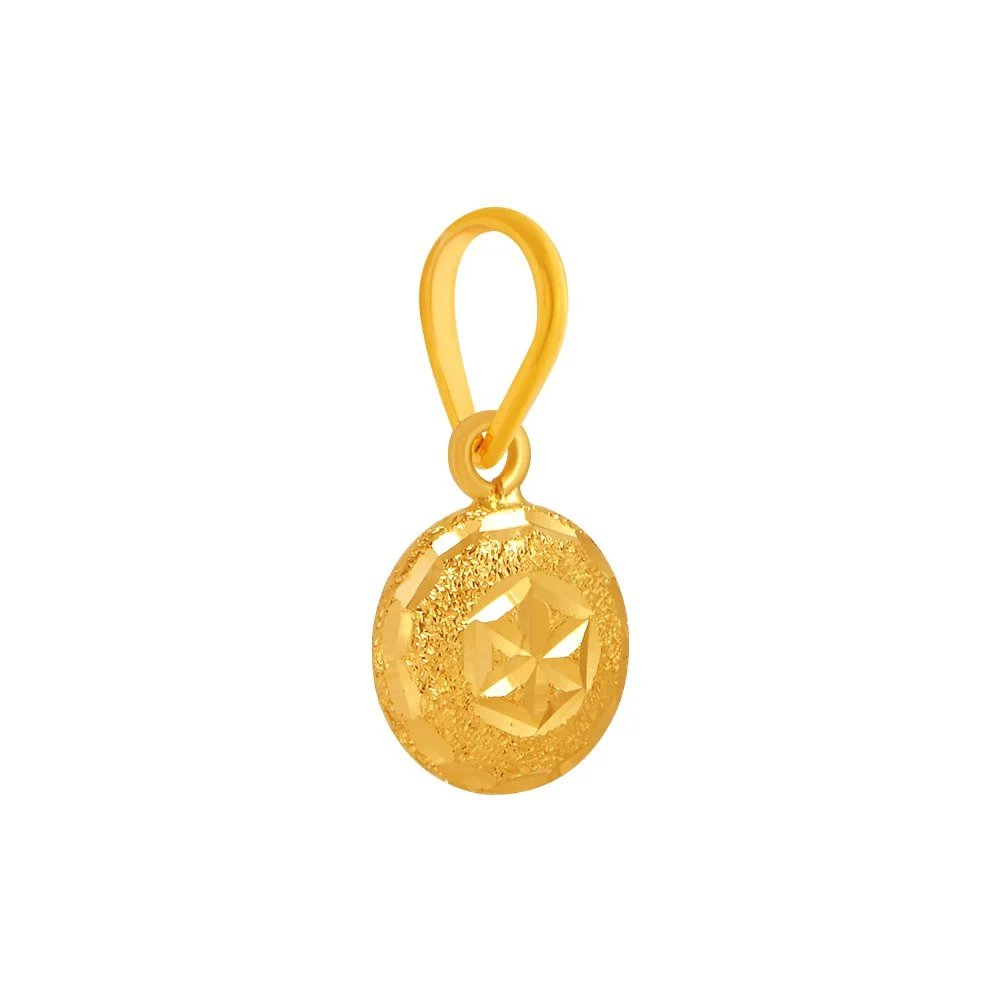 22KT (916) Yellow Gold Textured Disc Gold Pendant (Without Chain) - Image 2