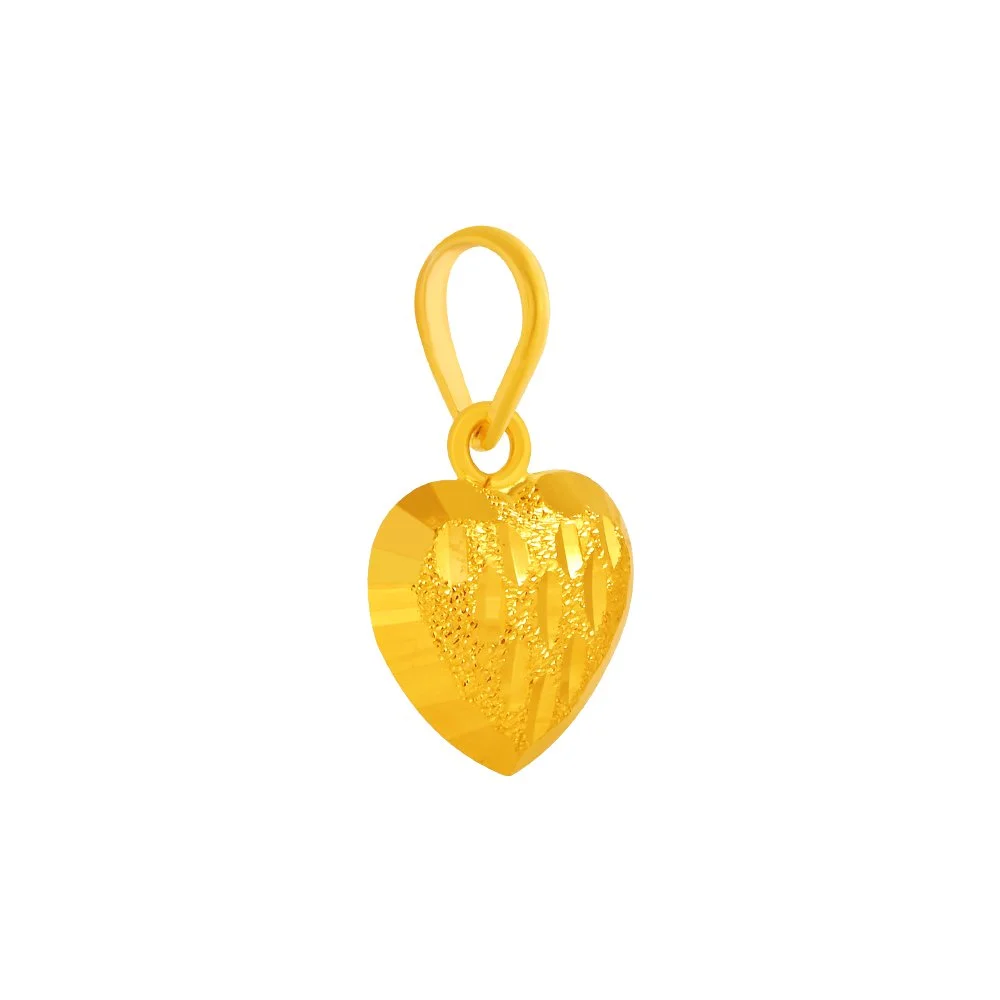 22KT (916) Yellow Gold Textured Heart Gold Pendant (Without Chain) - Image 2