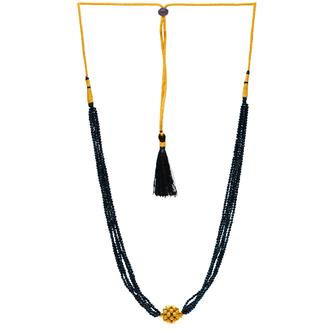 22KT (916) Yellow Gold Traditional Black Beaded Thusi Necklace - Image 2