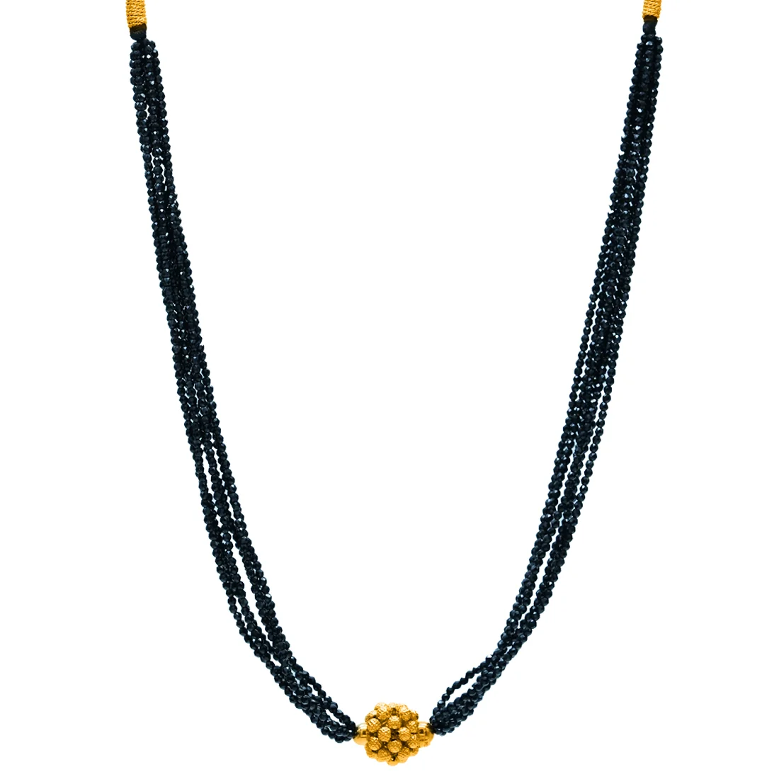 22KT (916) Yellow Gold Traditional Black Beaded Thusi Necklace - Image 3