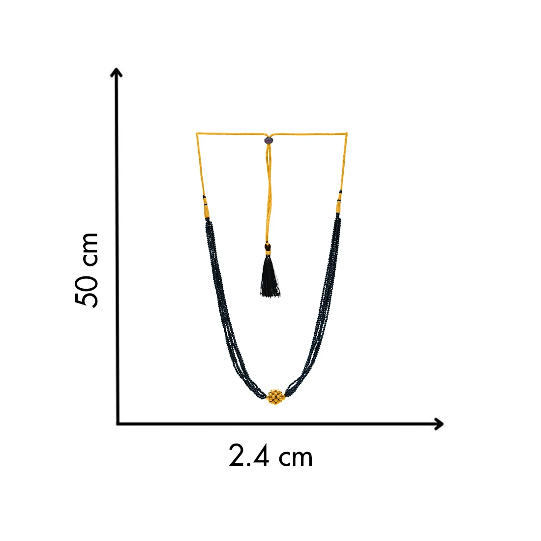 22KT (916) Yellow Gold Traditional Black Beaded Thusi Necklace - Image 4