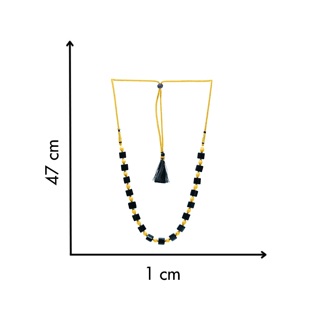 22KT (916) Yellow Gold Traditional Black Cube Beads Design Thusi Necklace - Image 5