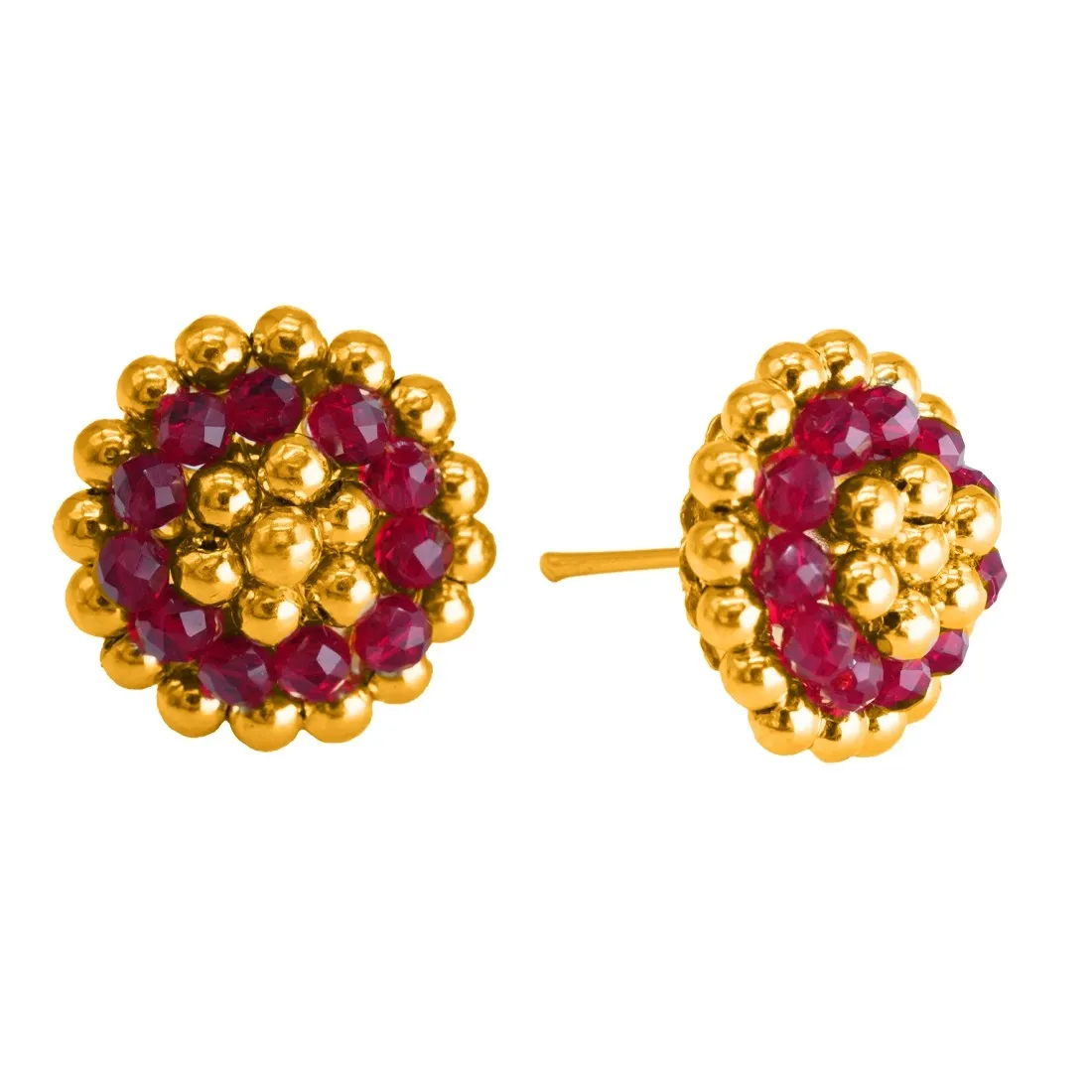 22KT (916) Yellow Gold Traditional Maharashtrian Thushi Stud Earrings - Image 2