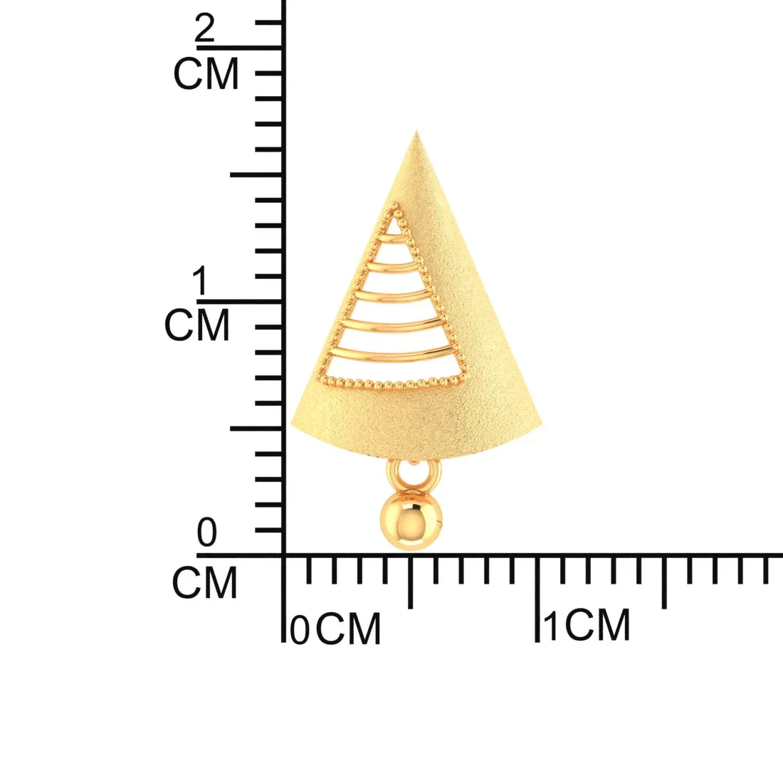 22KT (916) Yellow Gold Triangle Cut-out Drop Earrings With Beaded Details And Dangling Spheres - Image 6