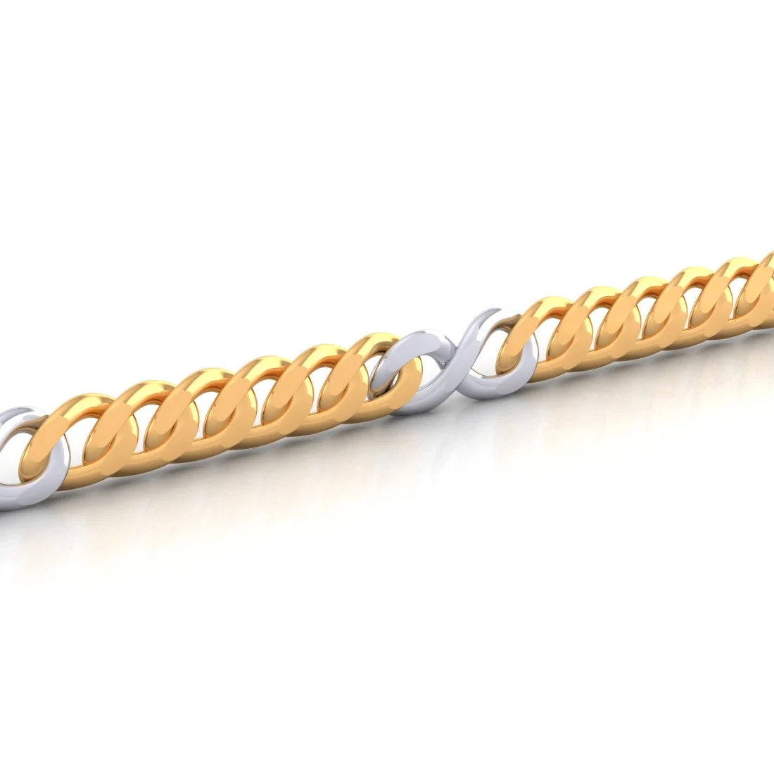 22KT (916) Yellow Gold Two Tone Infinity Link Chain Bracelet for Men - Image 3