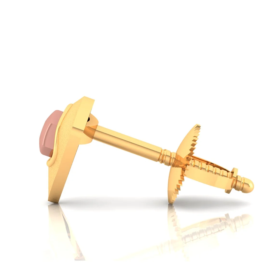22KT (916) Yellow Gold Unique Hexagonal Stud Earring For Men - Image 4