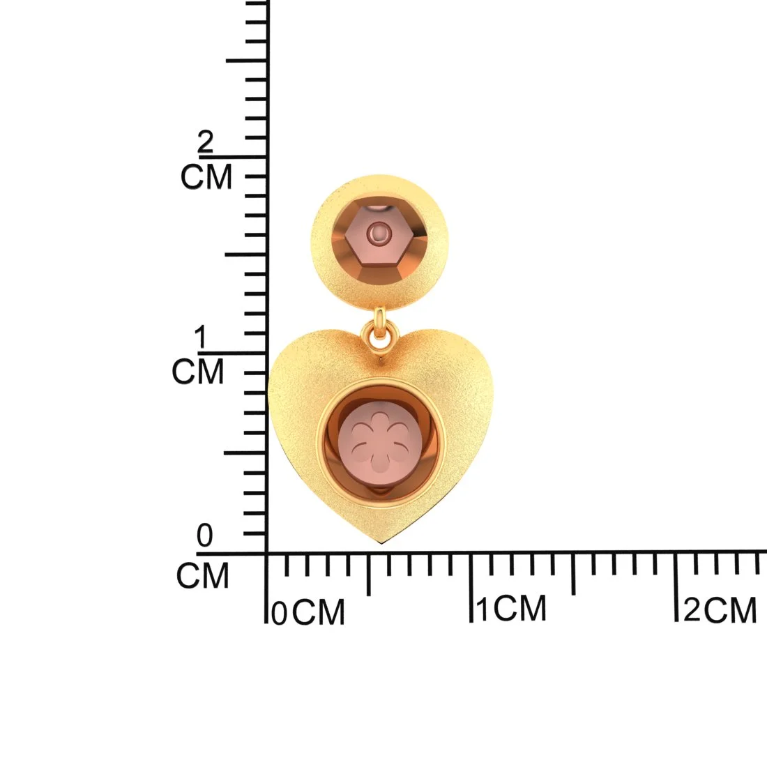 22KT (916) Yellow Gold With Heart and Circle Design Pendant (Without Chain) - Image 4