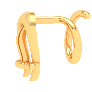 22KT Bamboo Kulo Shaped Unique Gold Nosepin From Online Exclusive Collection - Image 2