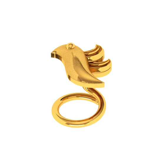 22KT Bird Shaped Gold Nose Pin Design - Image 4