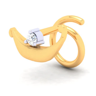 22KT Boat Shaped Stud Gold Nosepin With A Diamond From Online Exclusive Collection - Image 2