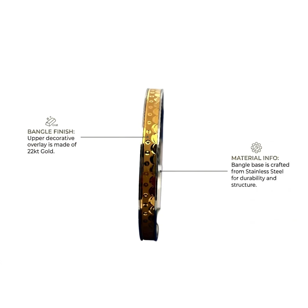 22KT Gold Elegant Pattern Noa Bangle for Women (Size 2-3) - Image 4