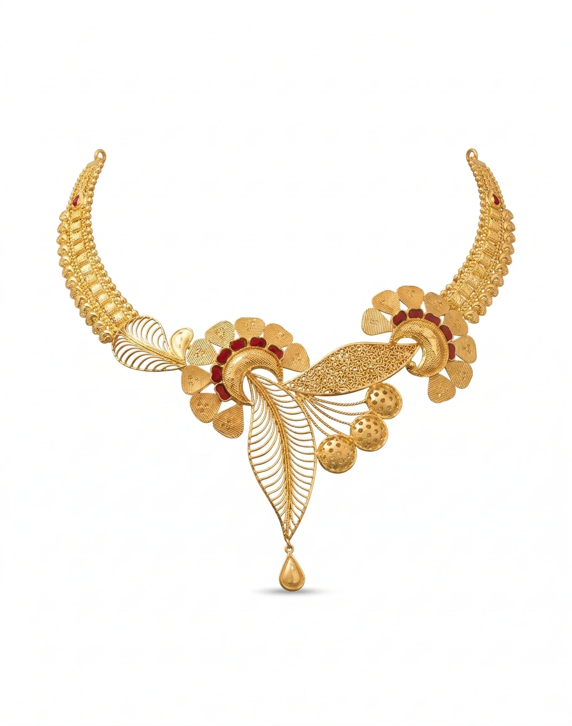 22KT Gold Floral Filigree Designer Choker Necklace for Women - Image 5