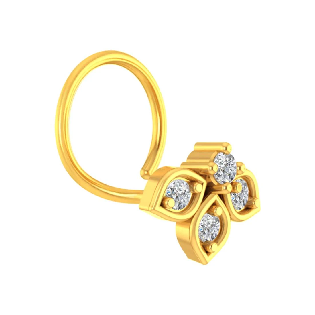 22KT Gold Floral Petal Design with American Diamond Nosepin for Women - Image 2