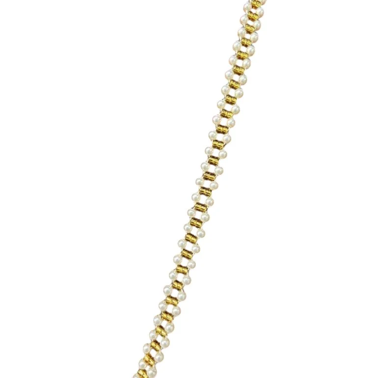 22KT Gold & Pearl Butterfly Necklace with Triple Drop & Tassel - Image 4