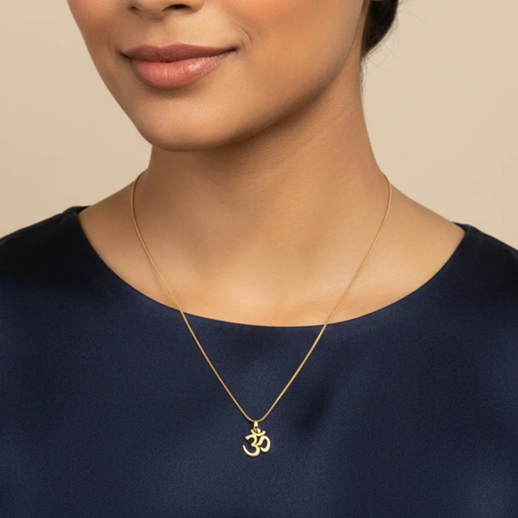 22KT Gold Pranava Grace Om Pendant (Without Chain) - Image 3
