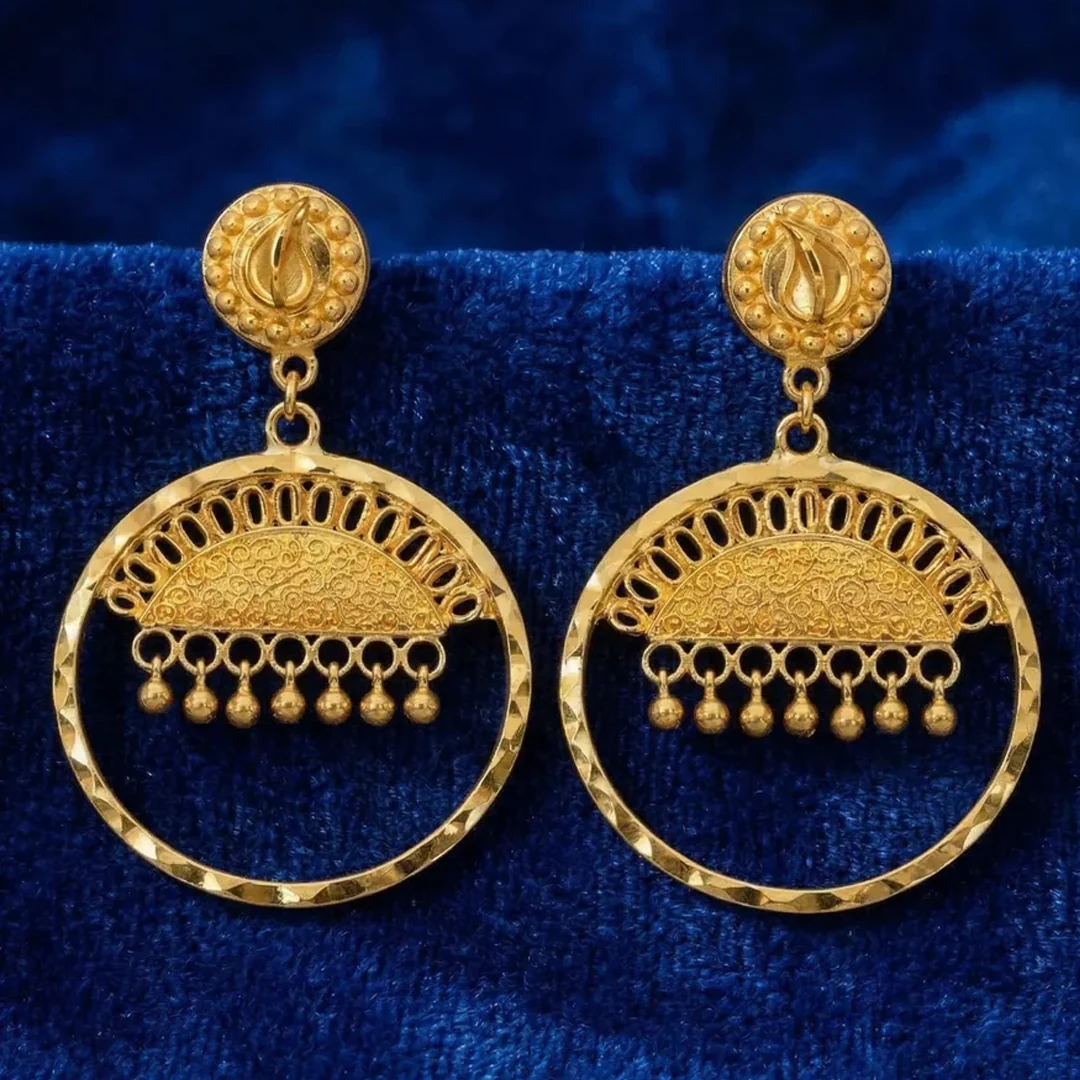 22KT Gold Traditional Filigree Pasha Earrings for Women