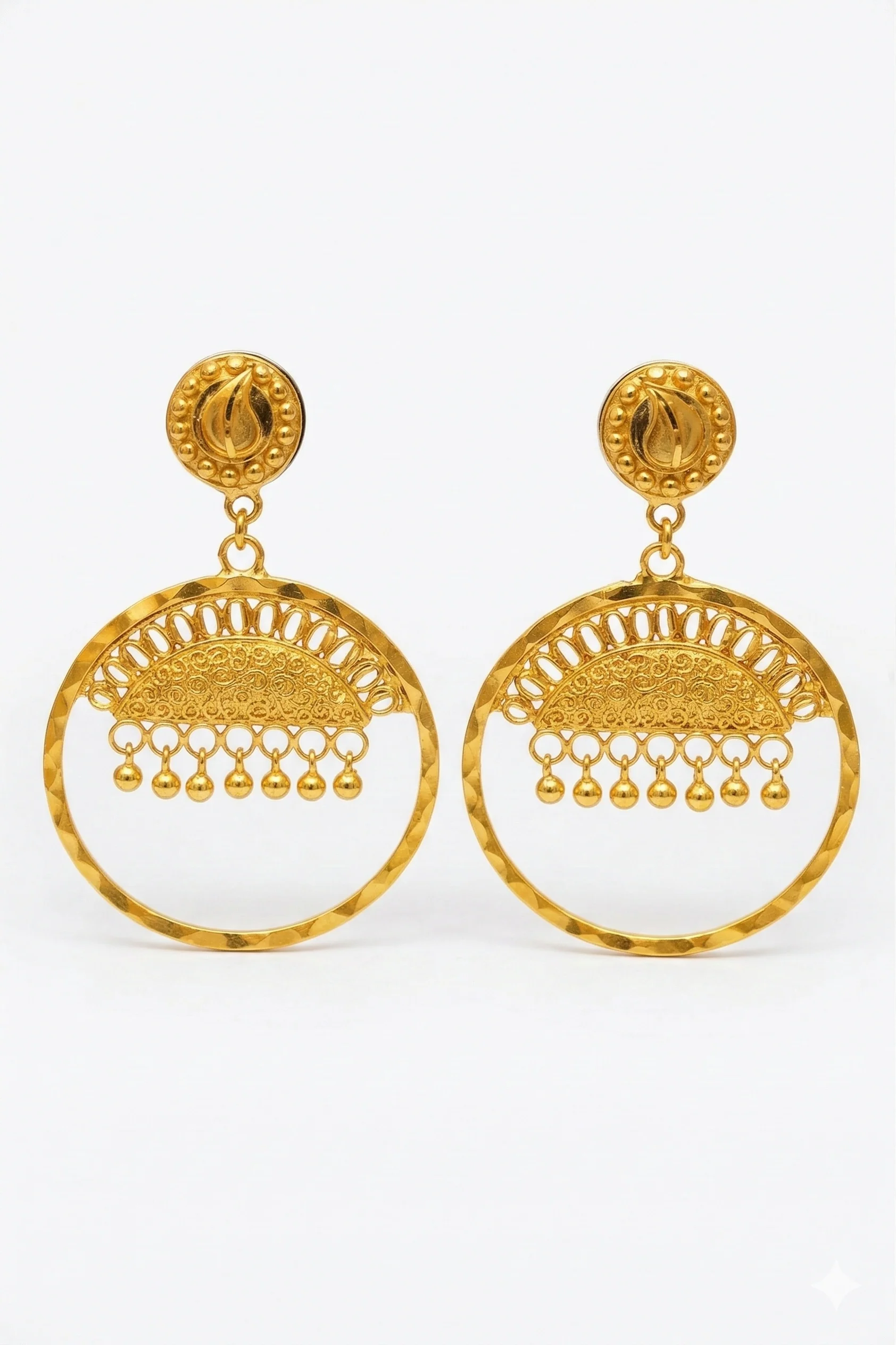 22KT Gold Traditional Filigree Pasha Earrings for Women - Image 4