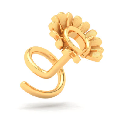 22KT Half Flower Shaped Gold Nosepin From Online Exclusive Collection - Image 4
