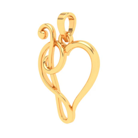 22KT Half-n-half Musical Note Love Gold Pendant From Online Exclusive Collection - Image 2