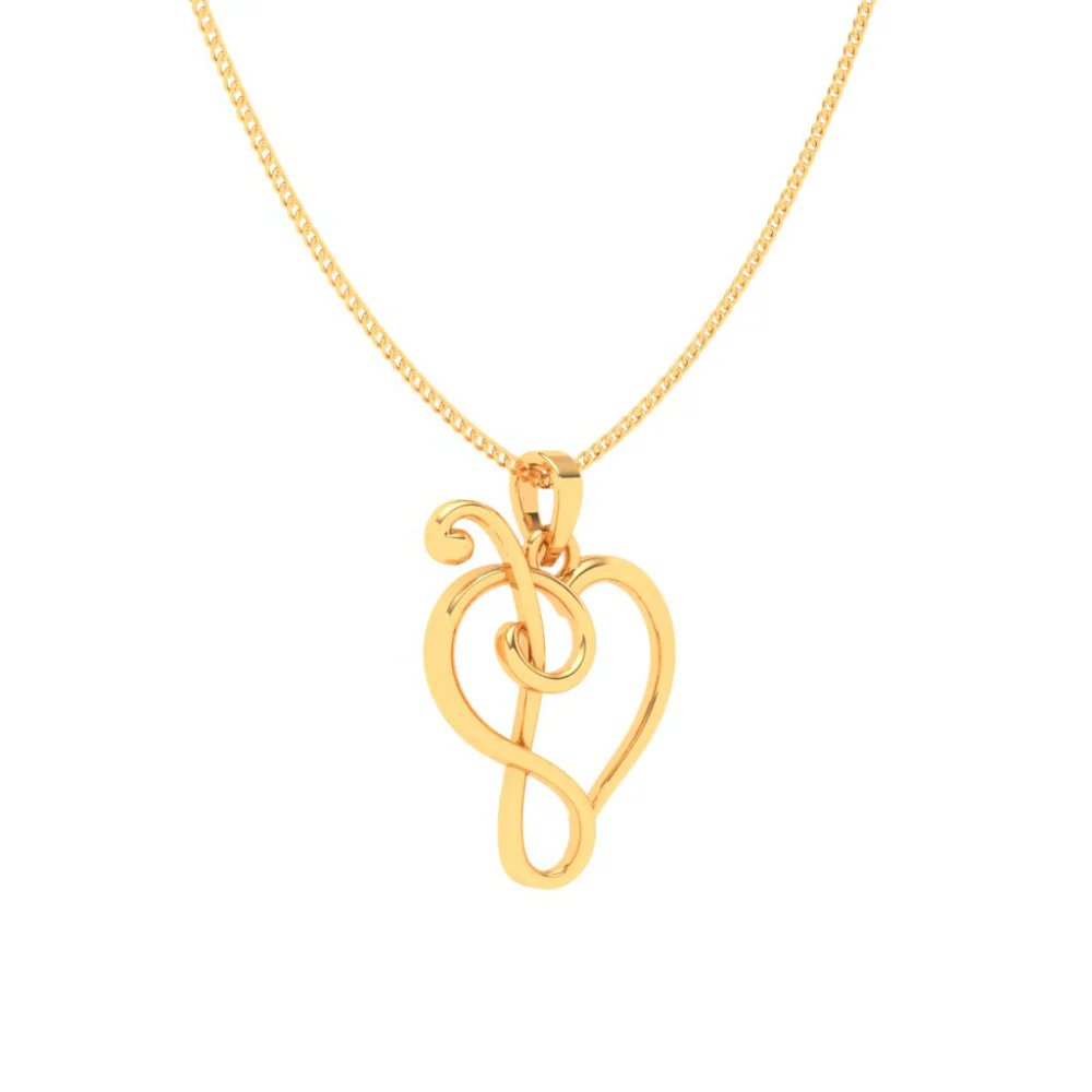 22KT Half-n-half Musical Note Love Gold Pendant From Online Exclusive Collection - Image 3