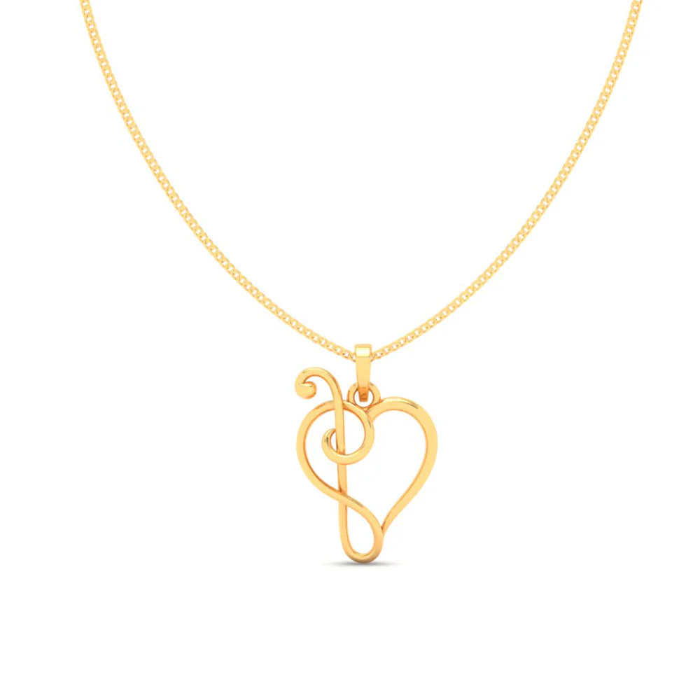 22KT Half-n-half Musical Note Love Gold Pendant From Online Exclusive Collection - Image 4