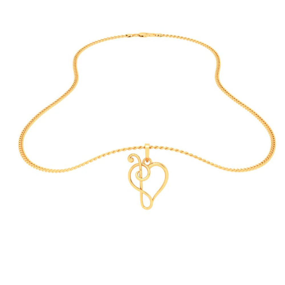 22KT Half-n-half Musical Note Love Gold Pendant From Online Exclusive Collection - Image 5