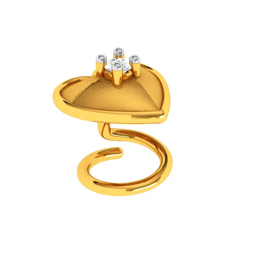 22KT Heart Shaped Stone Studded Gold Nose Stud - Image 2