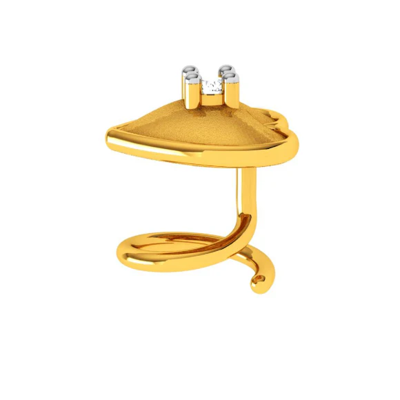 22KT Heart Shaped Stone Studded Gold Nose Stud - Image 3