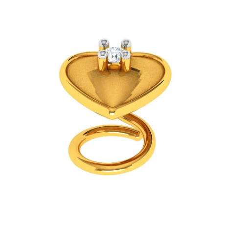 22KT Heart Shaped Stone Studded Gold Nose Stud - Image 4