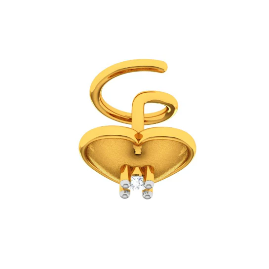 22KT Heart Shaped Stone Studded Gold Nose Stud - Image 5