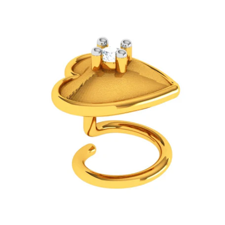 22KT Heart Shaped Stone Studded Gold Nose Stud - Image 6