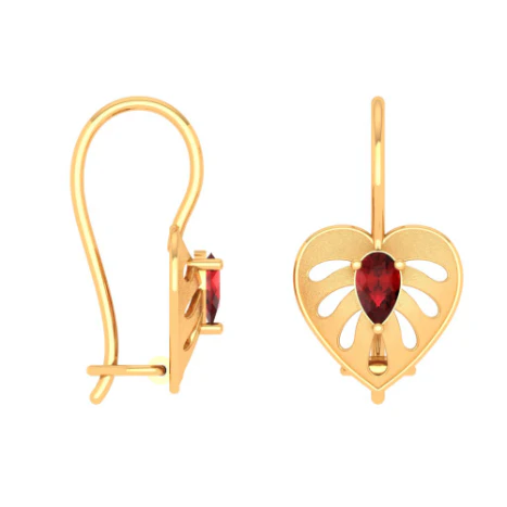 22KT Heart Themed Unique Gold Earring Design For You - Image 3